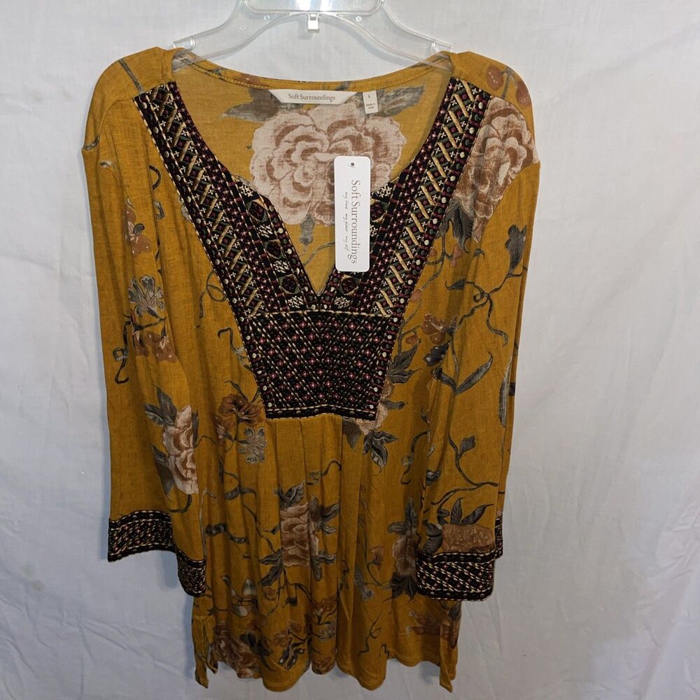 Soft Surroundings Women’s Dressy Tunic Size Large Orange Prairie Going Out Party